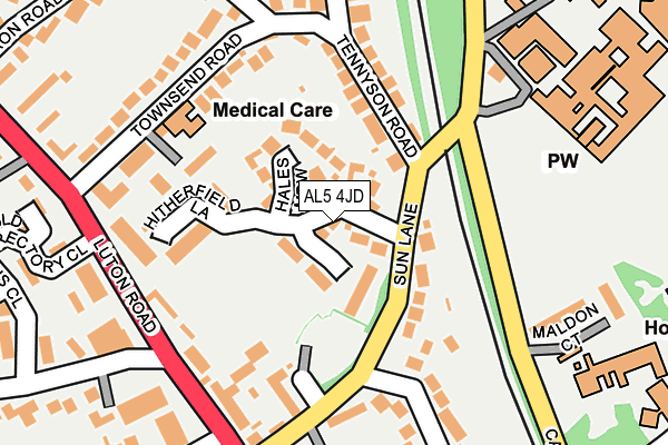 AL5 4JD map - OS OpenMap – Local (Ordnance Survey)