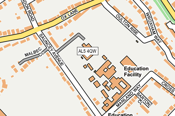 AL5 4QW map - OS OpenMap – Local (Ordnance Survey)