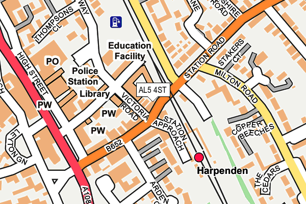 AL5 4ST map - OS OpenMap – Local (Ordnance Survey)