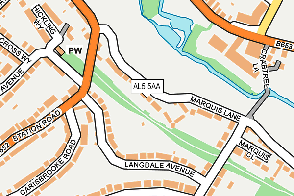 AL5 5AA map - OS OpenMap – Local (Ordnance Survey)