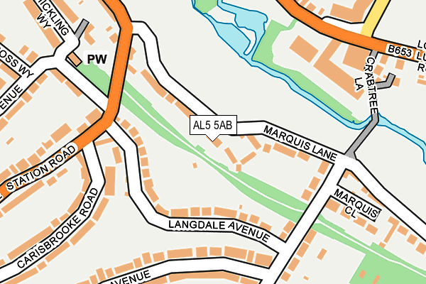 AL5 5AB map - OS OpenMap – Local (Ordnance Survey)