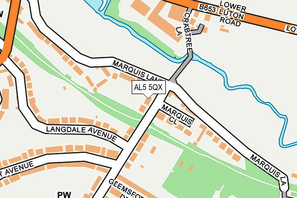 AL5 5QX map - OS OpenMap – Local (Ordnance Survey)