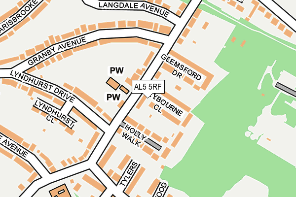 AL5 5RF map - OS OpenMap – Local (Ordnance Survey)