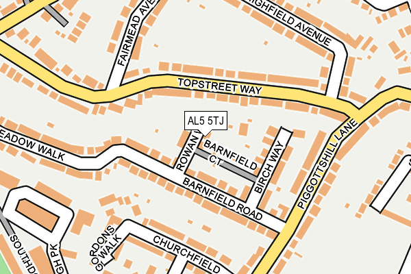 AL5 5TJ map - OS OpenMap – Local (Ordnance Survey)