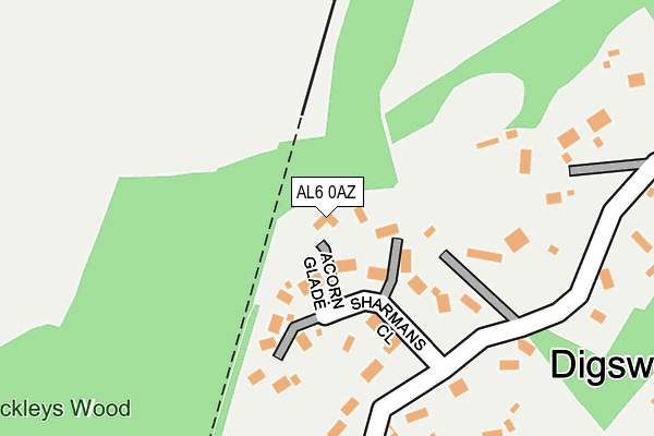 AL6 0AZ map - OS OpenMap – Local (Ordnance Survey)