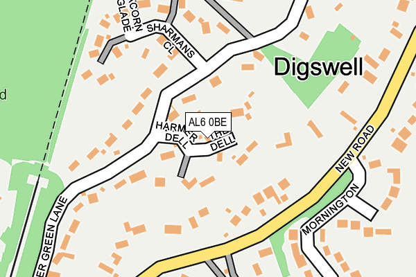 AL6 0BE map - OS OpenMap – Local (Ordnance Survey)