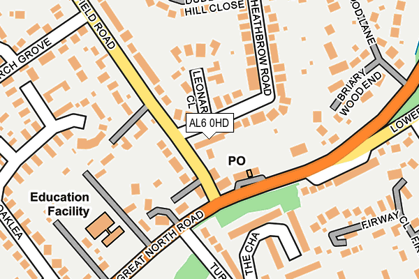 AL6 0HD map - OS OpenMap – Local (Ordnance Survey)