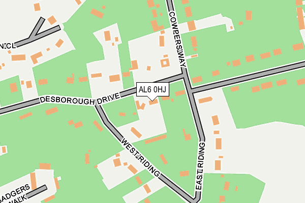 AL6 0HJ map - OS OpenMap – Local (Ordnance Survey)