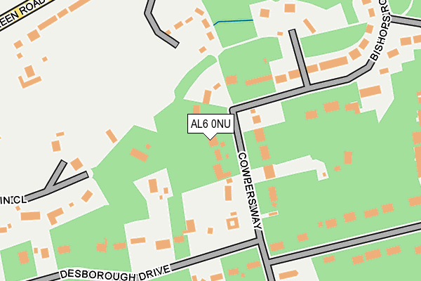 AL6 0NU map - OS OpenMap – Local (Ordnance Survey)