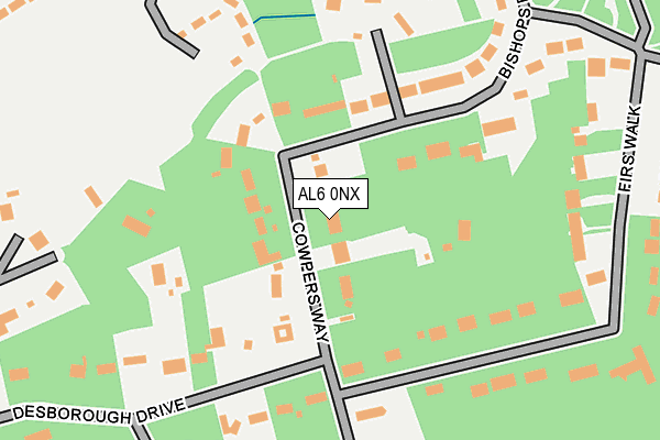 AL6 0NX map - OS OpenMap – Local (Ordnance Survey)