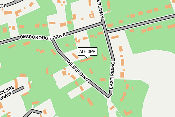 AL6 0PB map - OS OpenMap – Local (Ordnance Survey)