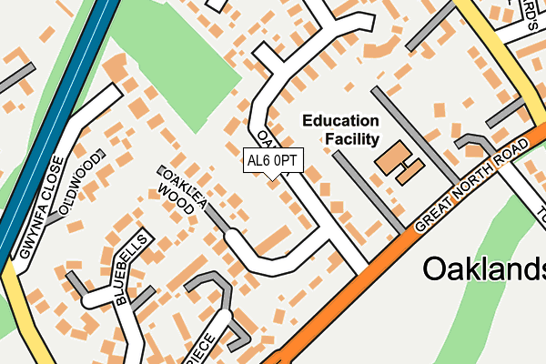 AL6 0PT map - OS OpenMap – Local (Ordnance Survey)