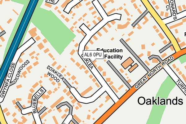 AL6 0PU map - OS OpenMap – Local (Ordnance Survey)