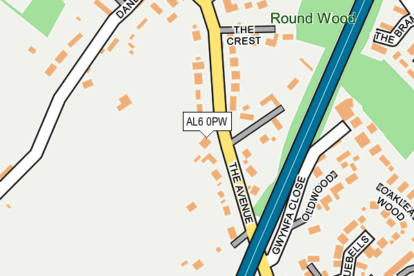 AL6 0PW map - OS OpenMap – Local (Ordnance Survey)