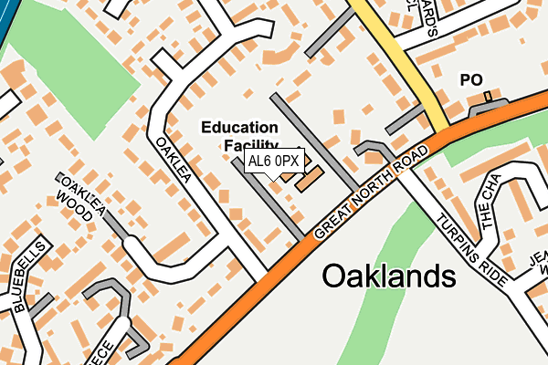 AL6 0PX map - OS OpenMap – Local (Ordnance Survey)