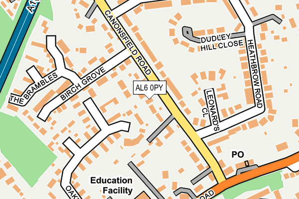 AL6 0PY map - OS OpenMap – Local (Ordnance Survey)