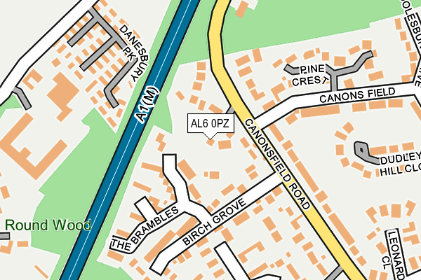 AL6 0PZ map - OS OpenMap – Local (Ordnance Survey)