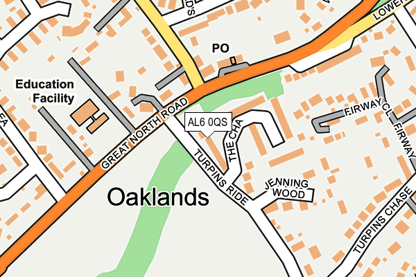 AL6 0QS map - OS OpenMap – Local (Ordnance Survey)