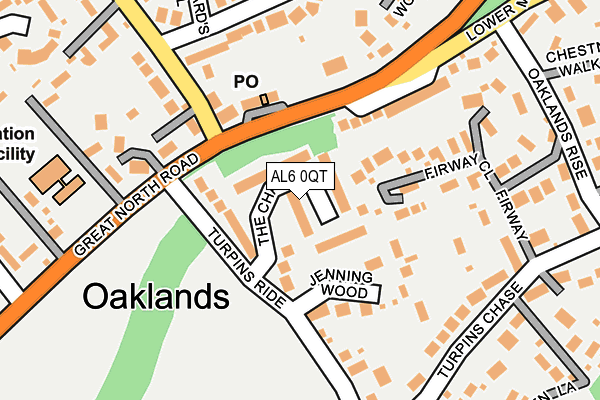 AL6 0QT map - OS OpenMap – Local (Ordnance Survey)