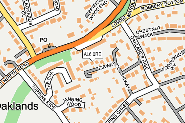 AL6 0RE map - OS OpenMap – Local (Ordnance Survey)