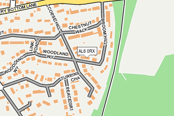 AL6 0RX map - OS OpenMap – Local (Ordnance Survey)