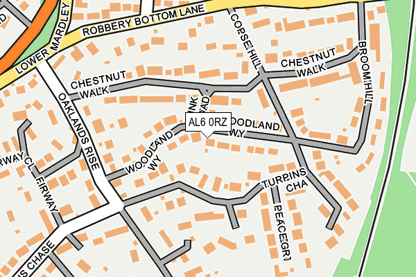 AL6 0RZ map - OS OpenMap – Local (Ordnance Survey)