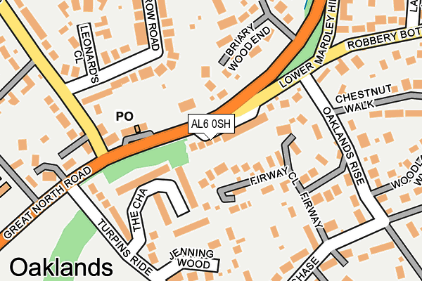 AL6 0SH map - OS OpenMap – Local (Ordnance Survey)