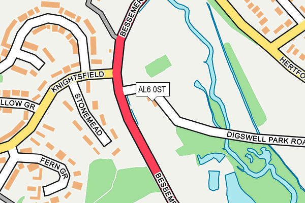 AL6 0ST map - OS OpenMap – Local (Ordnance Survey)