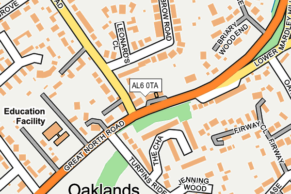Map of OAKLANDS HAIR LTD at local scale