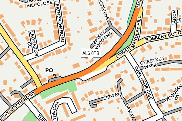 AL6 0TB map - OS OpenMap – Local (Ordnance Survey)