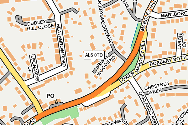 AL6 0TD map - OS OpenMap – Local (Ordnance Survey)