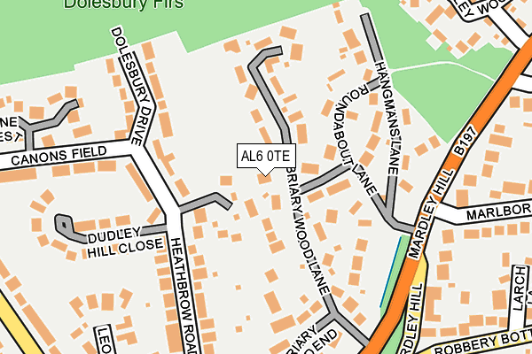AL6 0TE map - OS OpenMap – Local (Ordnance Survey)