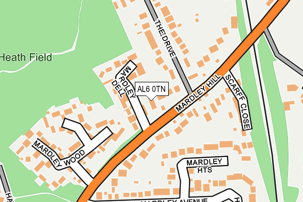 AL6 0TN map - OS OpenMap – Local (Ordnance Survey)