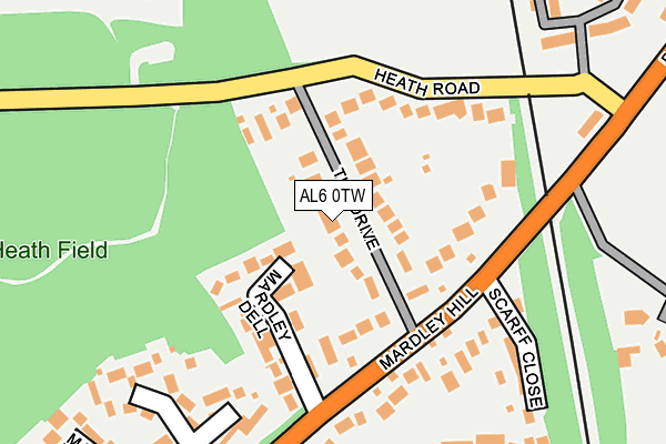 AL6 0TW map - OS OpenMap – Local (Ordnance Survey)