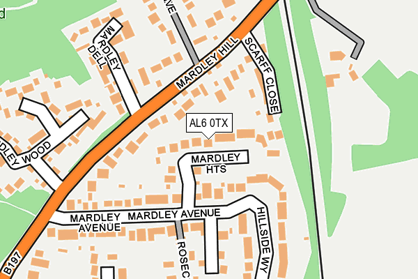 AL6 0TX map - OS OpenMap – Local (Ordnance Survey)