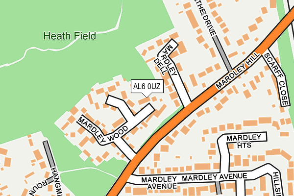 AL6 0UZ map - OS OpenMap – Local (Ordnance Survey)
