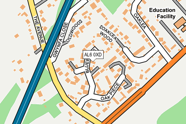AL6 0XD map - OS OpenMap – Local (Ordnance Survey)