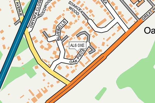 AL6 0XE map - OS OpenMap – Local (Ordnance Survey)