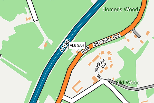 AL6 9AH map - OS OpenMap – Local (Ordnance Survey)