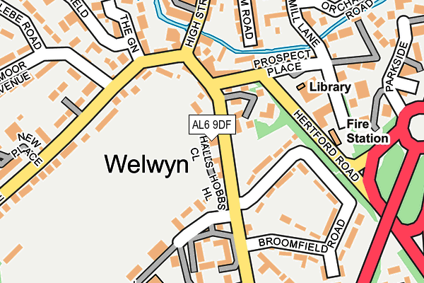 AL6 9DF map - OS OpenMap – Local (Ordnance Survey)