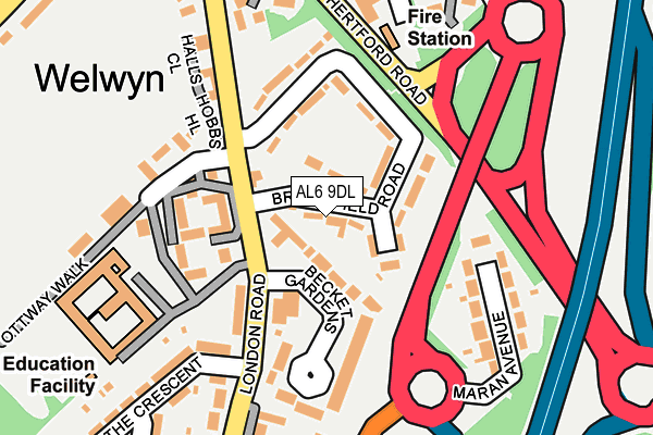 AL6 9DL map - OS OpenMap – Local (Ordnance Survey)
