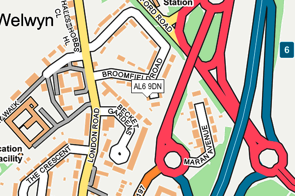 AL6 9DN map - OS OpenMap – Local (Ordnance Survey)