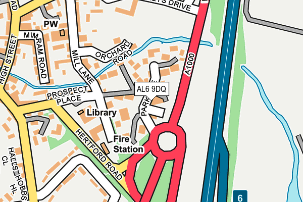 AL6 9DQ map - OS OpenMap – Local (Ordnance Survey)