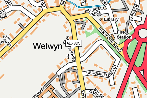 AL6 9DS map - OS OpenMap – Local (Ordnance Survey)