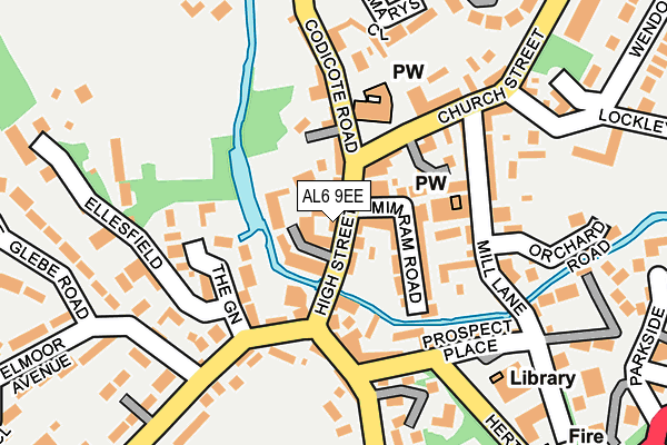 AL6 9EE map - OS OpenMap – Local (Ordnance Survey)