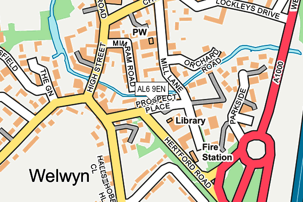 AL6 9EN map - OS OpenMap – Local (Ordnance Survey)