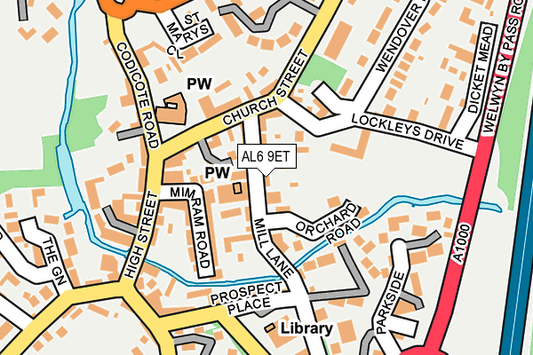 AL6 9ET map - OS OpenMap – Local (Ordnance Survey)