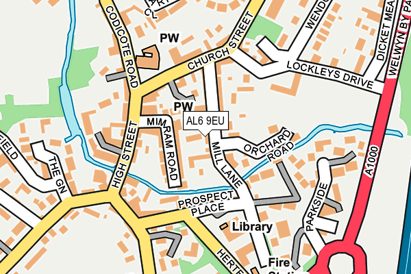 AL6 9EU map - OS OpenMap – Local (Ordnance Survey)