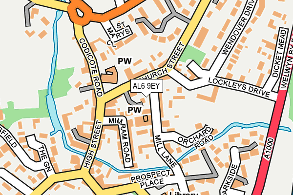 AL6 9EY map - OS OpenMap – Local (Ordnance Survey)