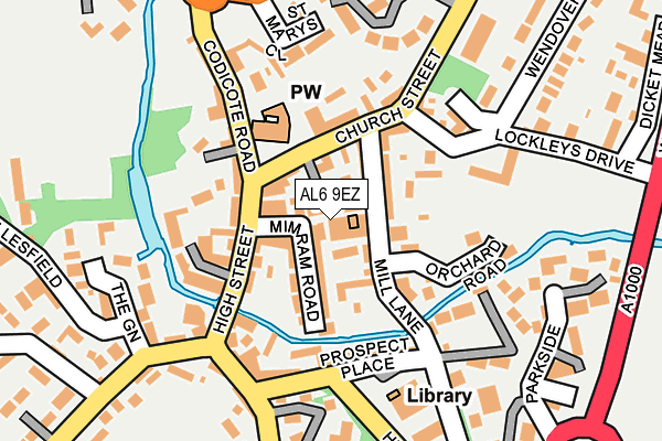 AL6 9EZ map - OS OpenMap – Local (Ordnance Survey)